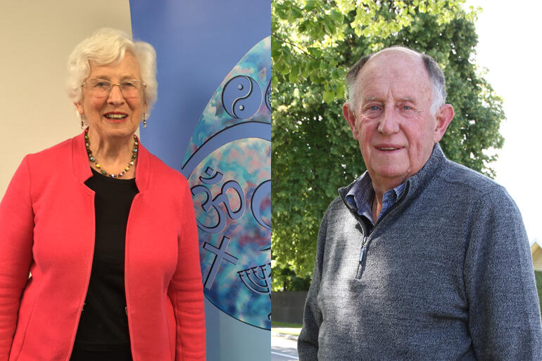 Jocelyn Armstrong KSM (honoured for Interfaith leadership) and Ross McQueen MNZM (honoured for service to Christchurch City Mission).