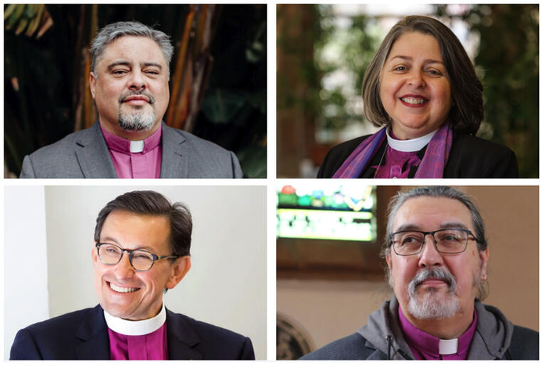 Indigenous Anglican leaders clockwide: Archbishop Don Tamihere, Archbishop Marinez Bassotto, Archbishop Chris Harper and Bishop Daniel Gutiérrez. 