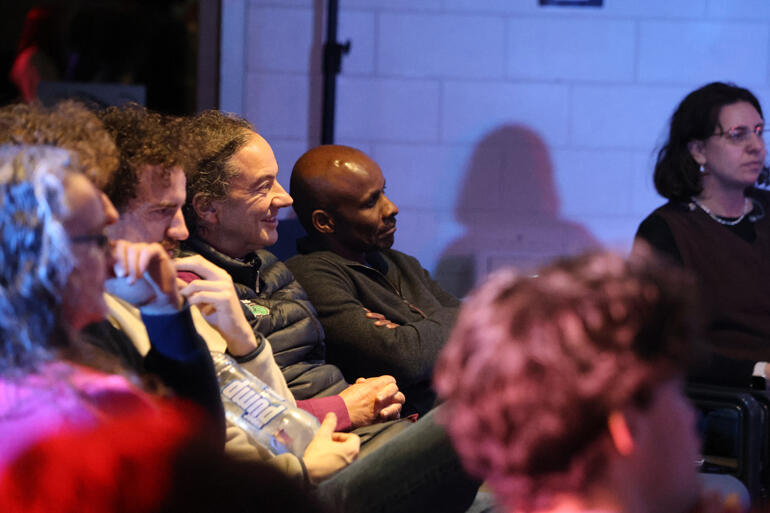 Archbishop Justin Duckworth joins Bishop of Nelson Rt Rev Steve Maina in the front row at The Abbey's mihi whakatau. 
